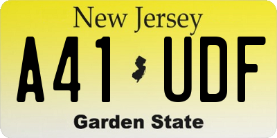 NJ license plate A41UDF