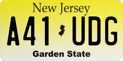 NJ license plate A41UDG