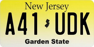 NJ license plate A41UDK