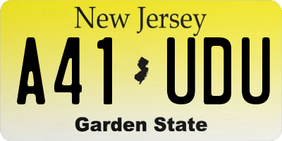 NJ license plate A41UDU