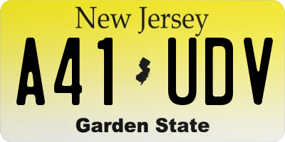 NJ license plate A41UDV