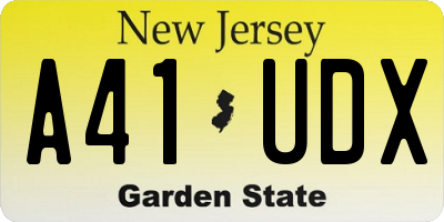 NJ license plate A41UDX