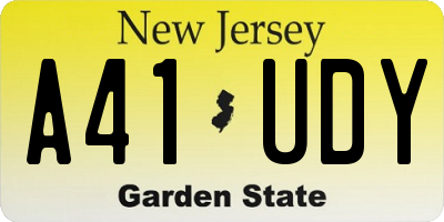 NJ license plate A41UDY