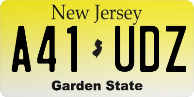NJ license plate A41UDZ
