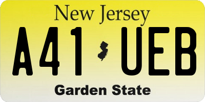 NJ license plate A41UEB