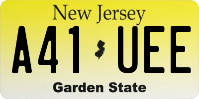 NJ license plate A41UEE