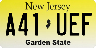 NJ license plate A41UEF
