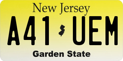 NJ license plate A41UEM