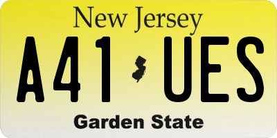NJ license plate A41UES