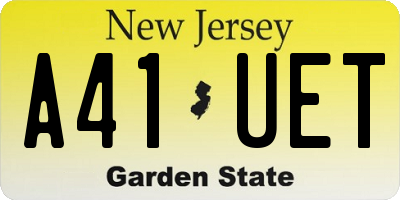 NJ license plate A41UET