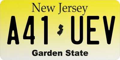 NJ license plate A41UEV