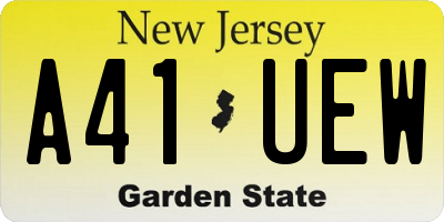 NJ license plate A41UEW