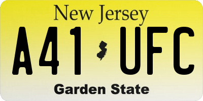NJ license plate A41UFC