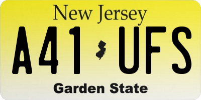 NJ license plate A41UFS