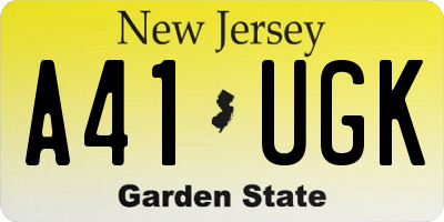 NJ license plate A41UGK
