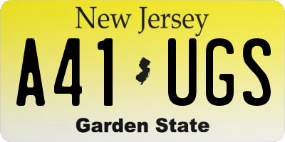 NJ license plate A41UGS