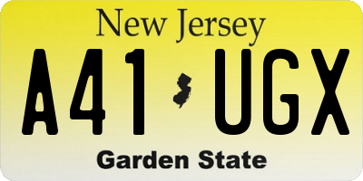 NJ license plate A41UGX