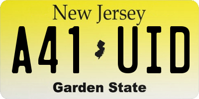 NJ license plate A41UID
