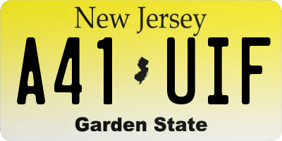 NJ license plate A41UIF