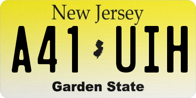 NJ license plate A41UIH