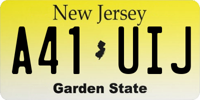 NJ license plate A41UIJ