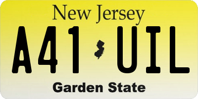 NJ license plate A41UIL