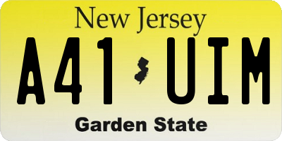 NJ license plate A41UIM
