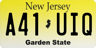 NJ license plate A41UIQ