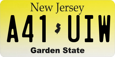 NJ license plate A41UIW