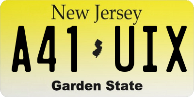 NJ license plate A41UIX