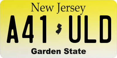 NJ license plate A41ULD