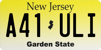 NJ license plate A41ULI