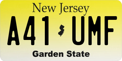 NJ license plate A41UMF