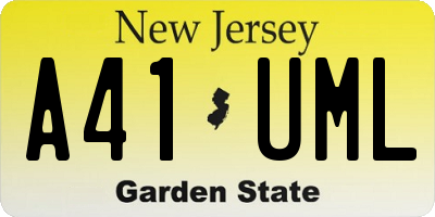 NJ license plate A41UML