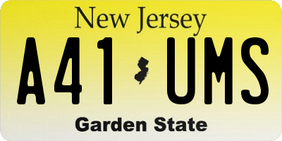 NJ license plate A41UMS