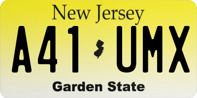 NJ license plate A41UMX