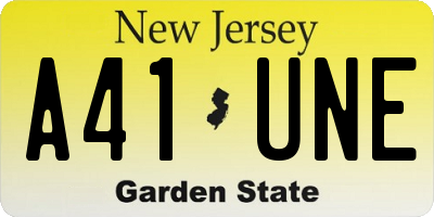 NJ license plate A41UNE