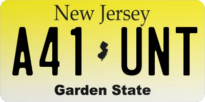 NJ license plate A41UNT