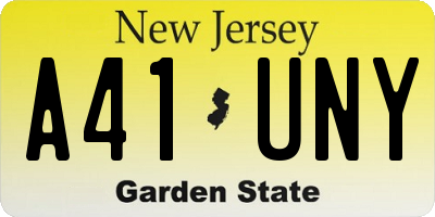 NJ license plate A41UNY