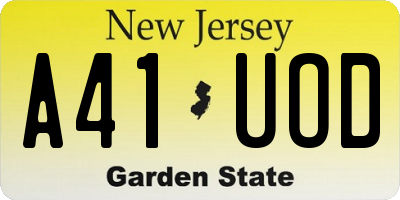 NJ license plate A41UOD