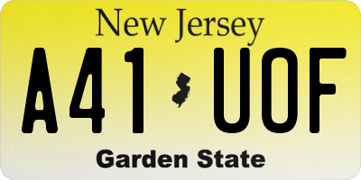 NJ license plate A41UOF