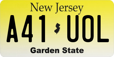 NJ license plate A41UOL