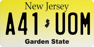 NJ license plate A41UOM