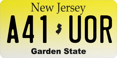 NJ license plate A41UOR