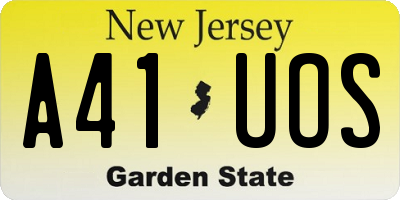 NJ license plate A41UOS