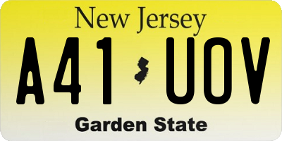 NJ license plate A41UOV