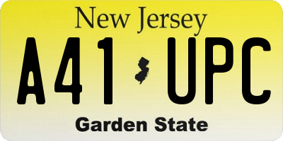 NJ license plate A41UPC