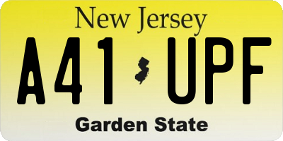 NJ license plate A41UPF