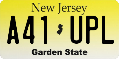 NJ license plate A41UPL