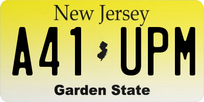 NJ license plate A41UPM